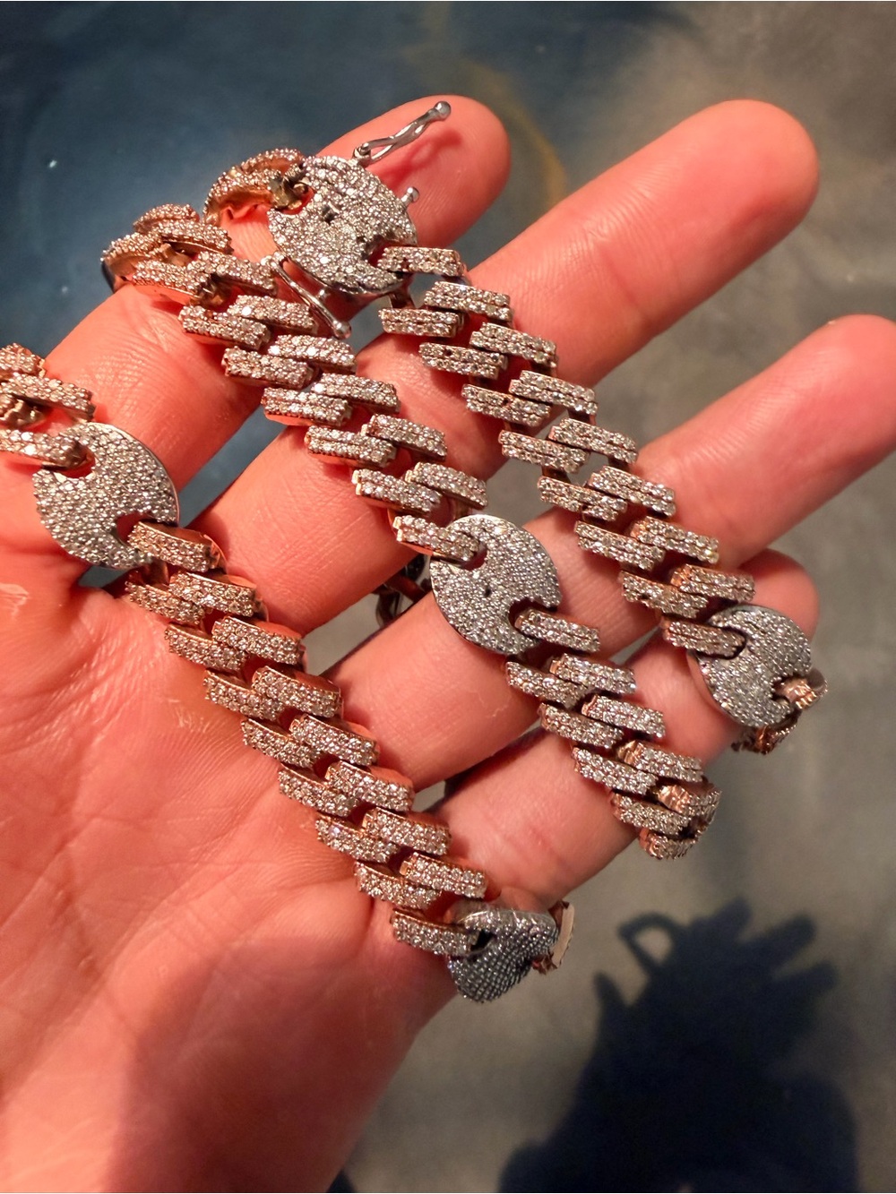 Rose Gold & Silver Pave Cuban Link Necklace - Luxury Jewelry - Picture 5 of 5